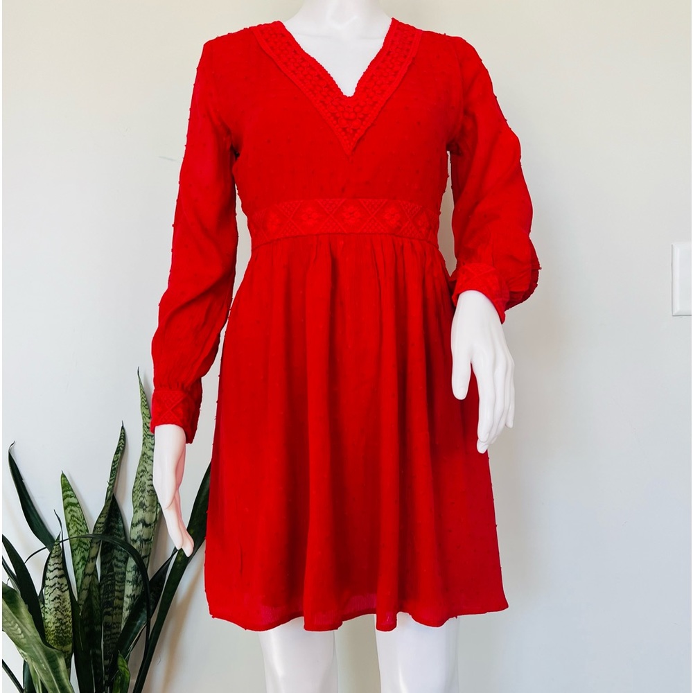 Junior long sleeve red mini dress xs